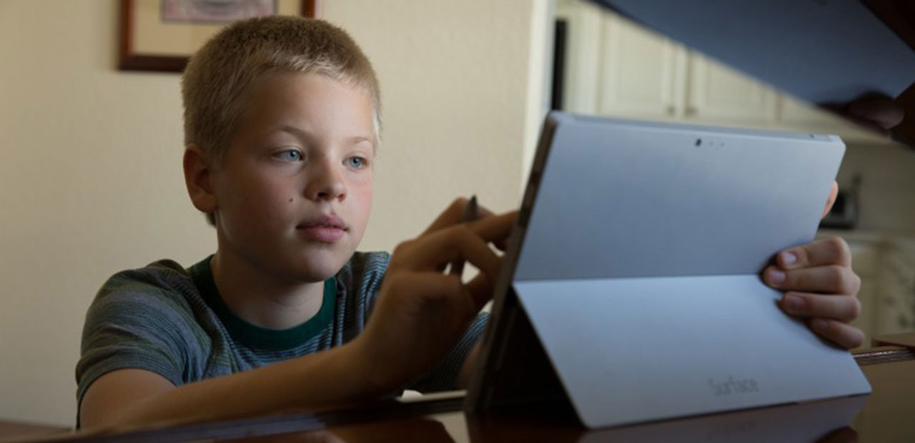 Garrett Weyenberg uses a Surface Pro 3 and StaffPad to compose music. Photo: David Palmer.