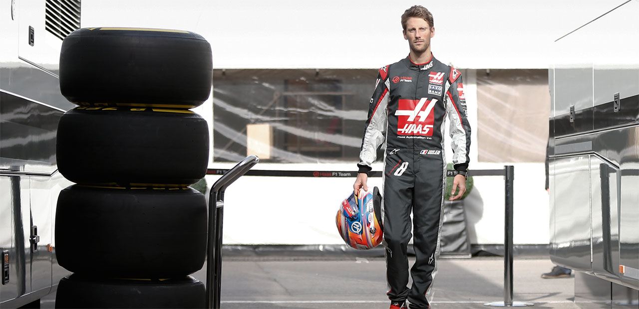 Romain Grosjean at the Circuit de Barcelona-Catalunya.