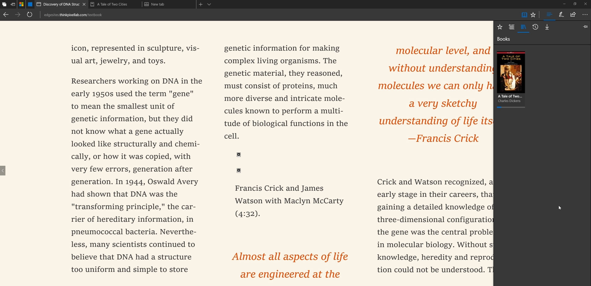 Microsoft Edge shown in Reading View.