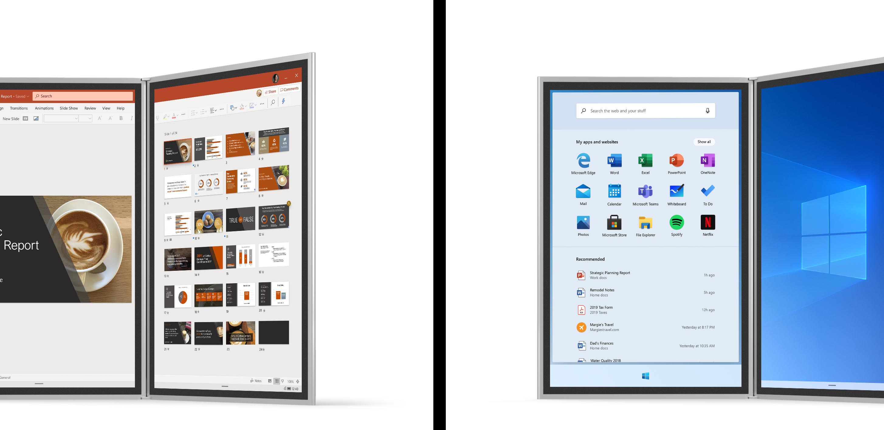 Windows 10X dual-screen interface