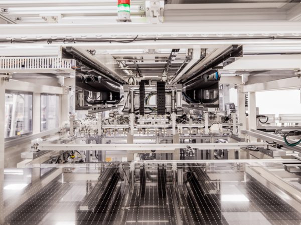 Close up shot of an electronics factory.