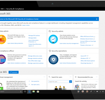 Рисунок 5: центр безопасности и соответствия нормативным требованиям Microsoft 365