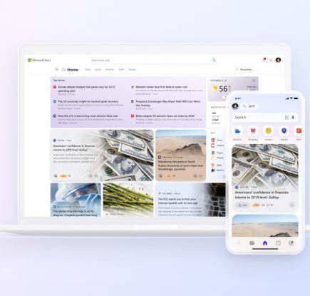 интерфейс Microsoft Start