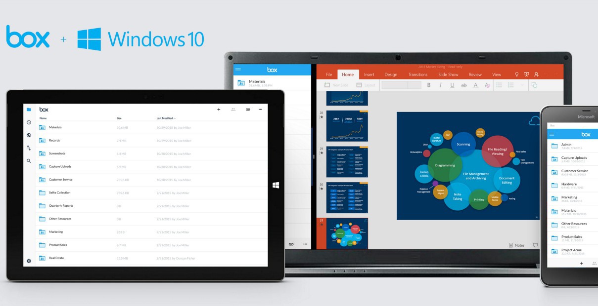 Box app for Windows 10 running on Windows devices