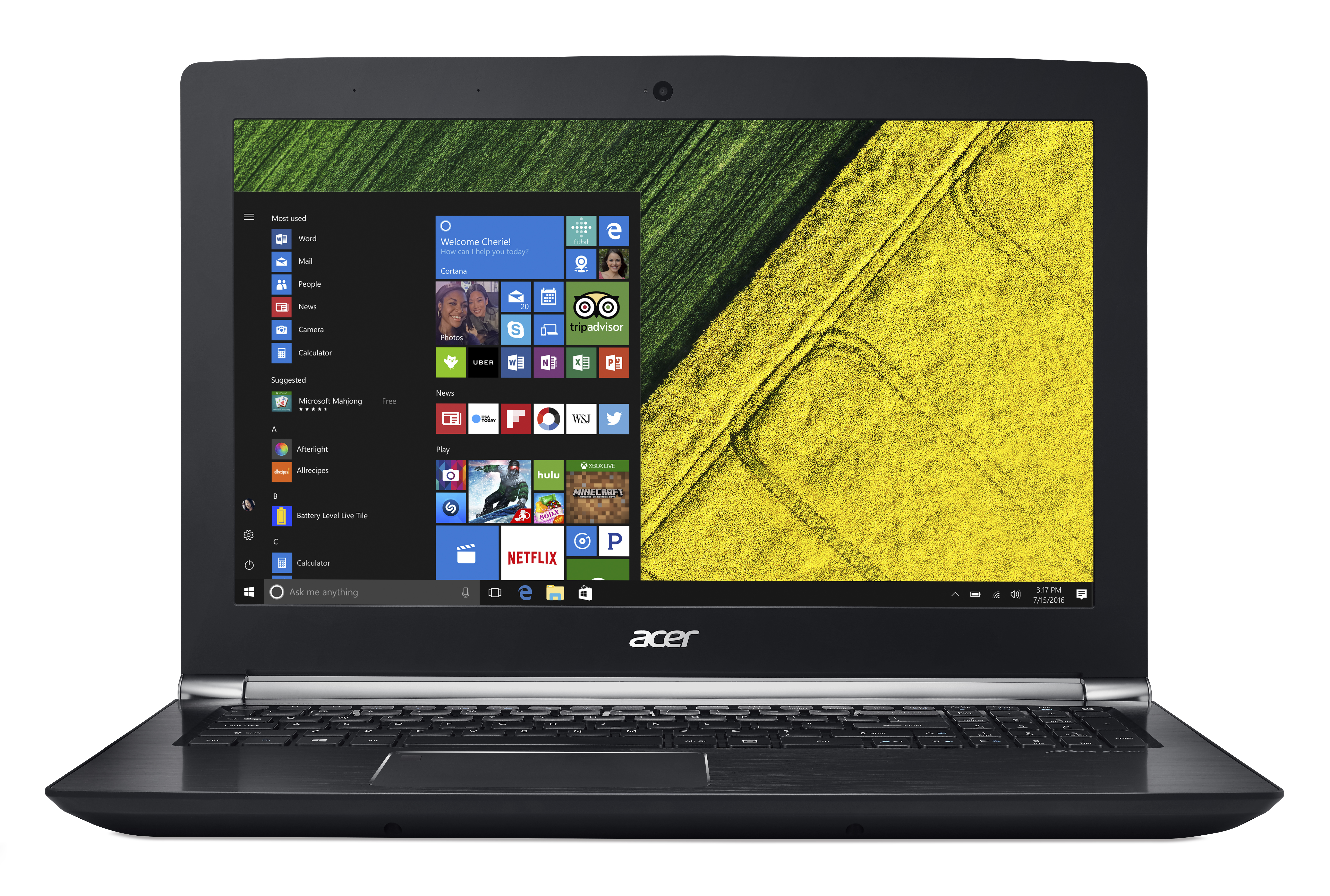 The Aspire V Nitro Black Edition powered by Windows 10