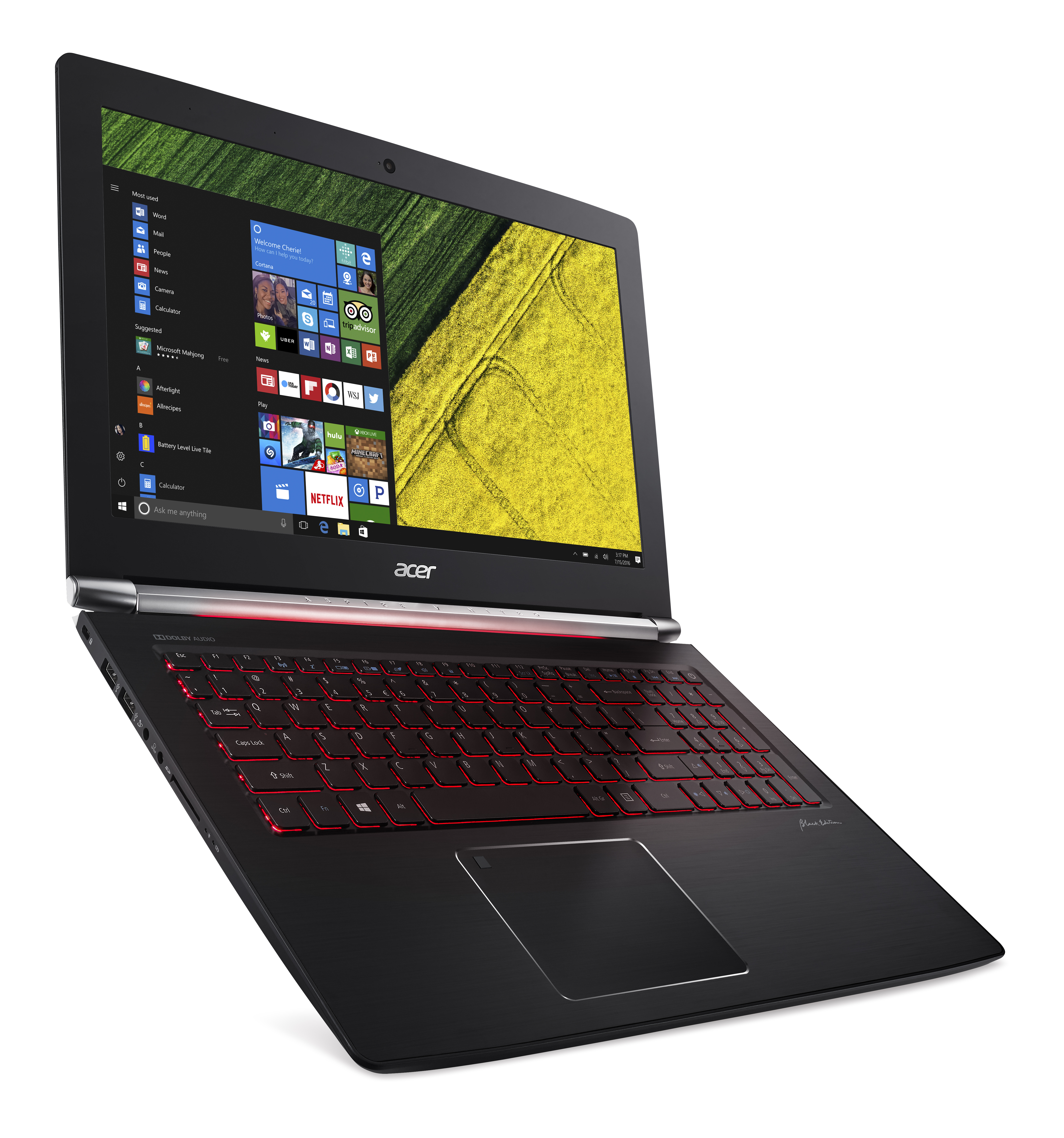 The Aspire V Nitro Black Edition powered by Windows 10
