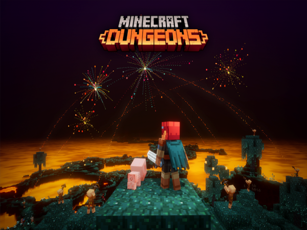 Minecraft character looking out over planet