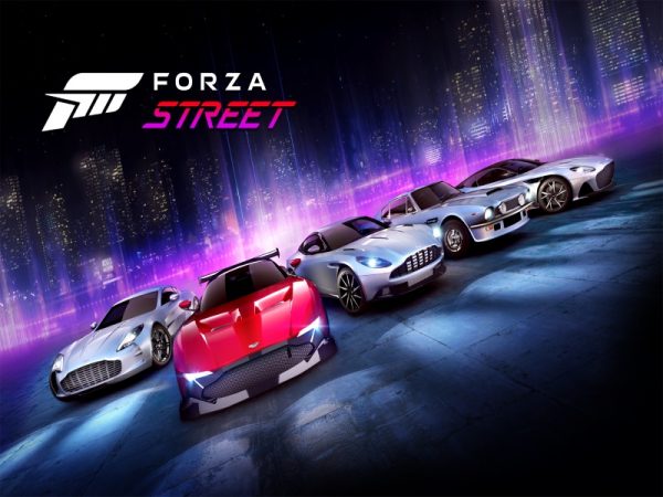 Aston Martin cars lined up in a row, with red one sticking out in front