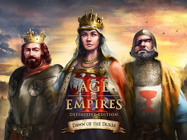 A queen with a king and knight on either side of her
