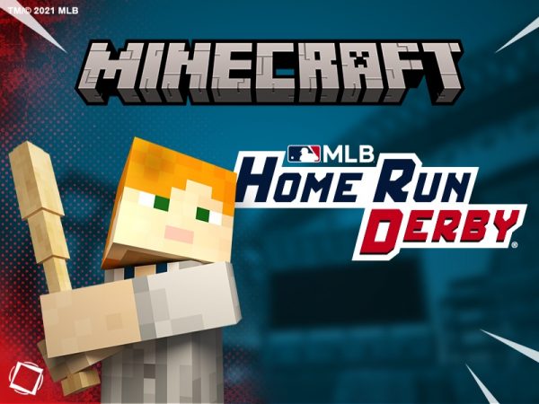 Minecraft baseball player stands ready to swing bat