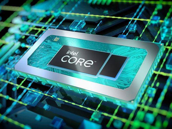 Intel chip in the middle of a digital landscape