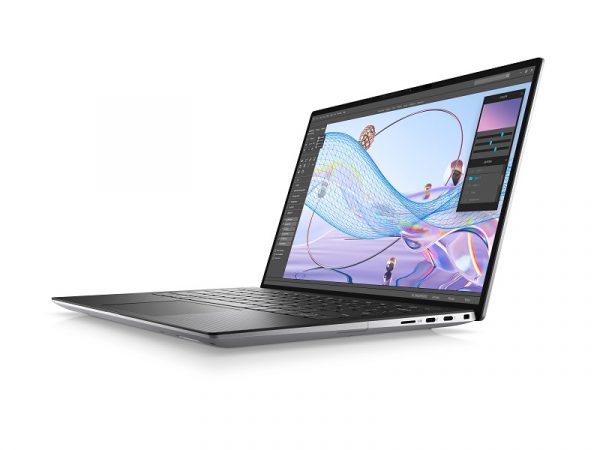 Laptop computer open and facing left
