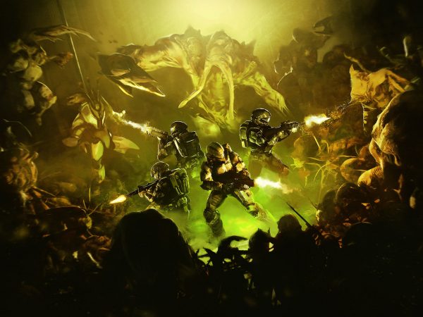 Halo characters in combat