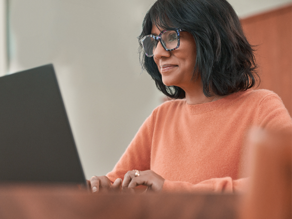 Woman working on a laptop computer