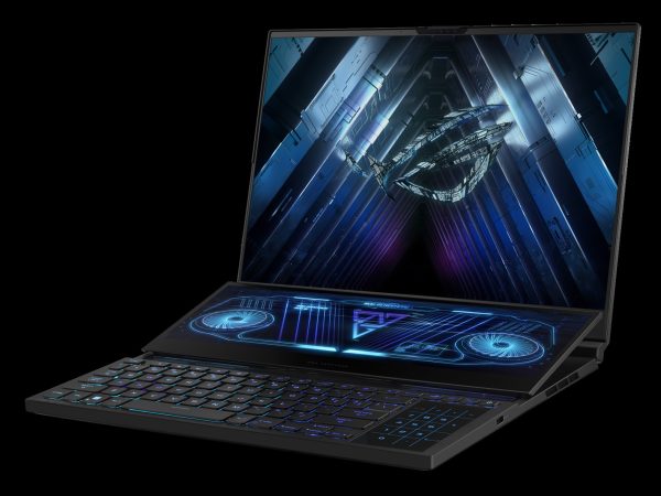 Laptop open and facing reader