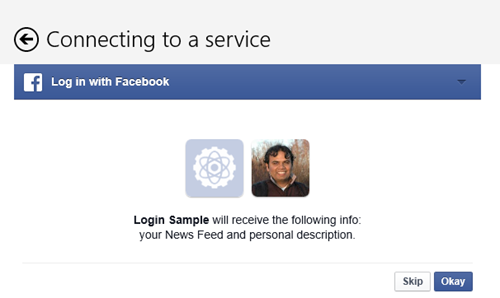Facebook login sample page