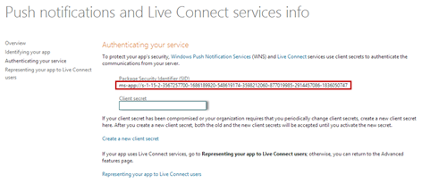 App Security Identifier page