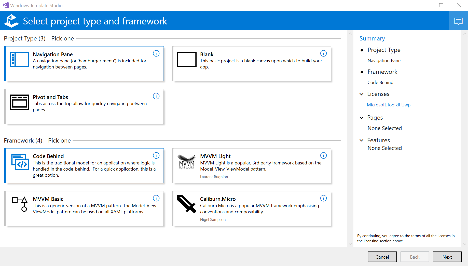 Windows Template Studio 1.6.