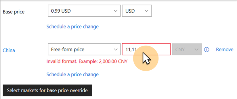 Any errors will be flagged with a validation error message. 