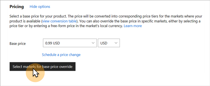 Override the base price with a free-form price.