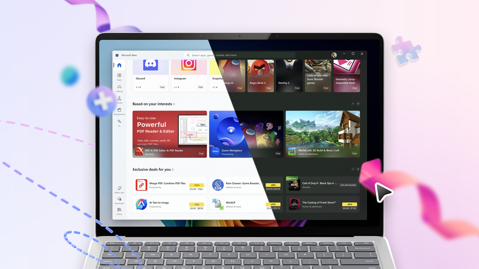 Decorative image of the Microsoft Store home page.