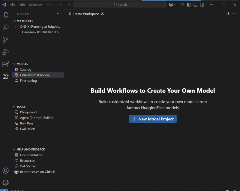 Animated image of Windows ML user interface