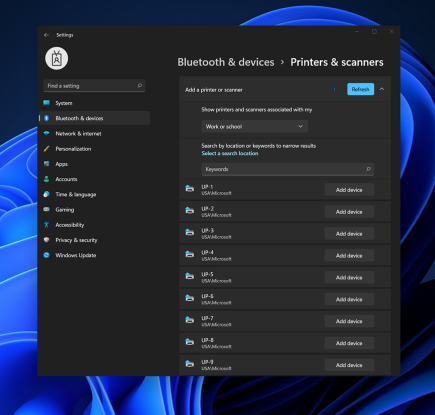 Windows 11 の設定アプリでプリンターを追加