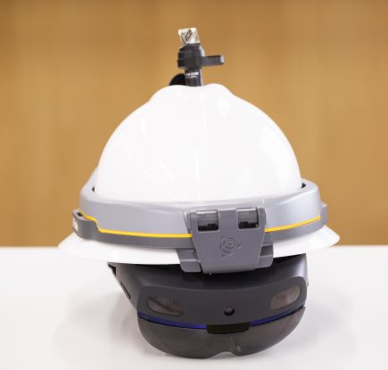 HoloLens 2 attached to a hardhat