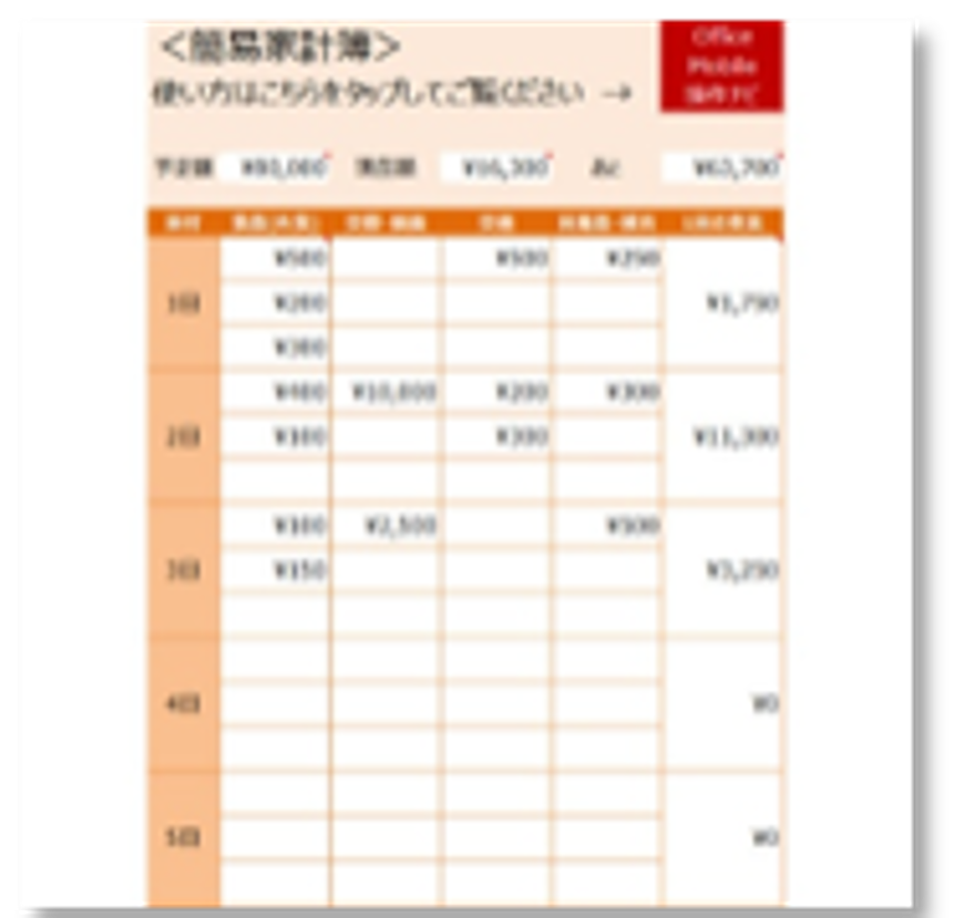 かんたん家計簿