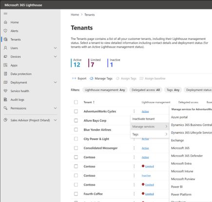 Microsoft 365 Lighthouse によって顧客の管理がさらに容易に
