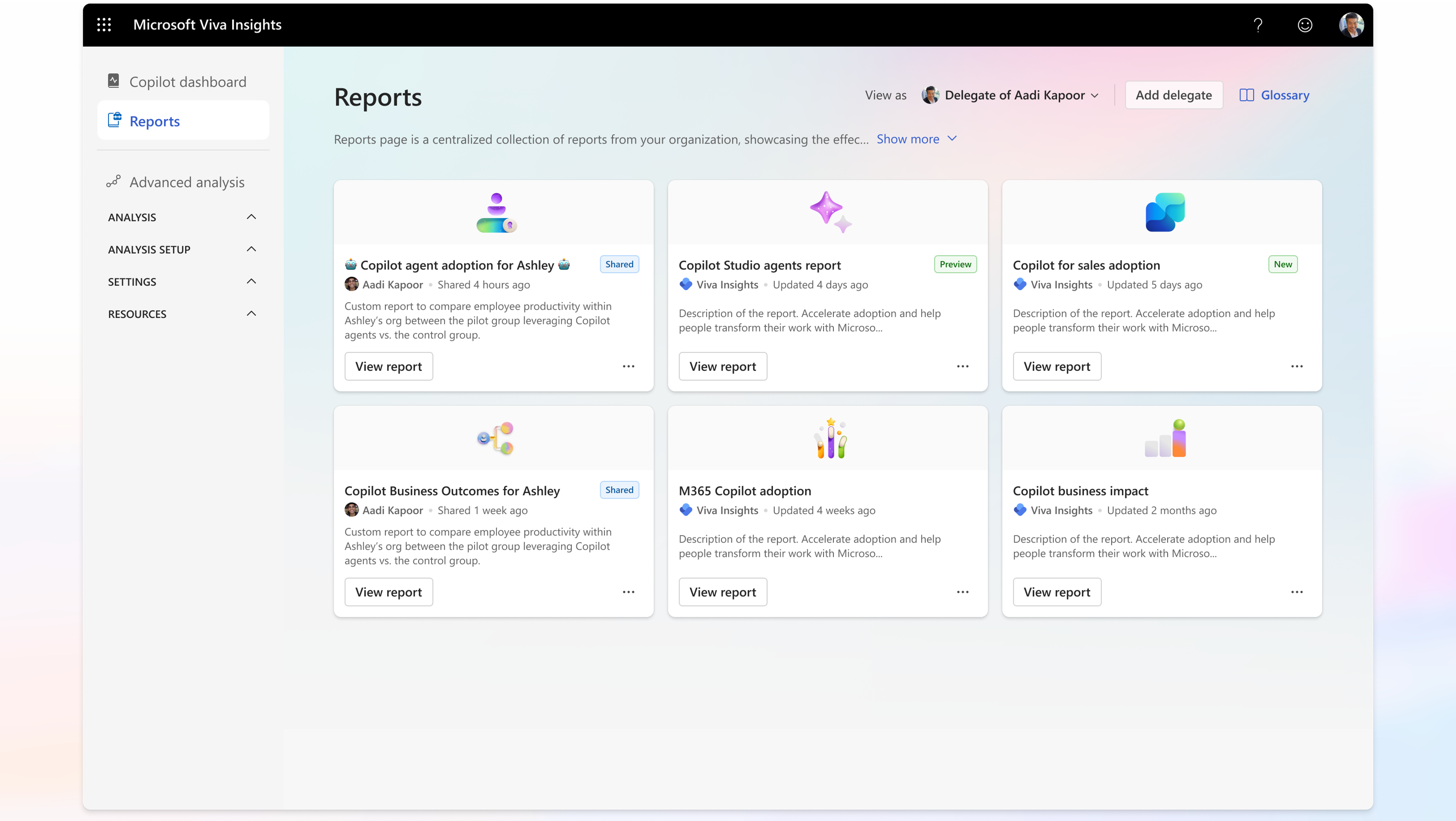 Copilot Analytics の統合エクスペリエンスと新しいレポート