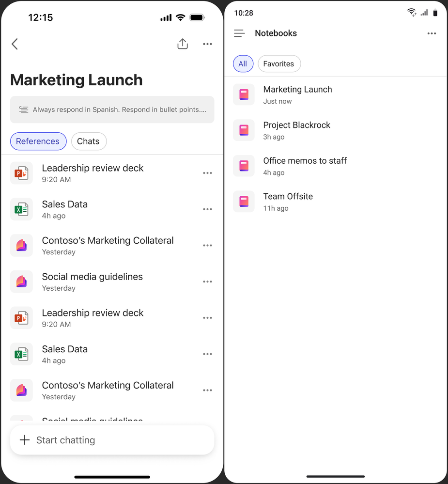 Copilot ノートブックで新しいコンテンツを作成する