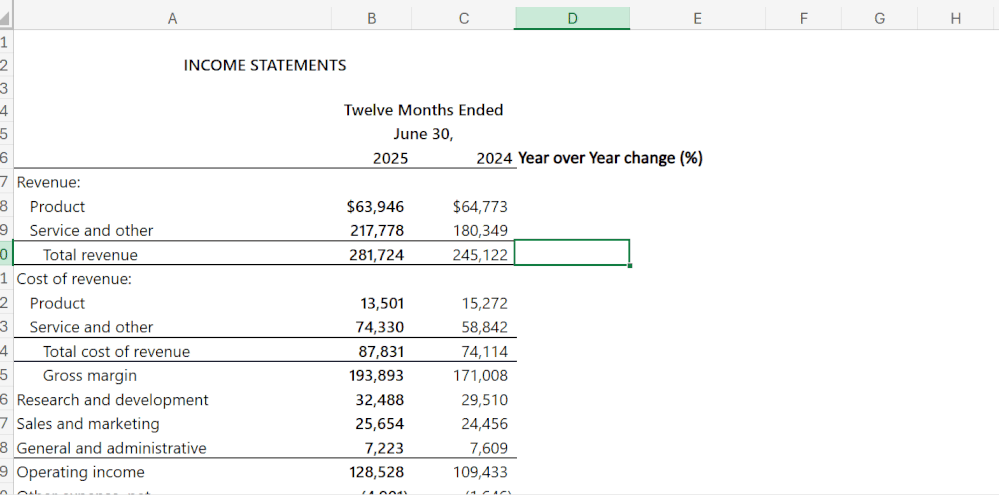 Copilot in Excel での数式の補完