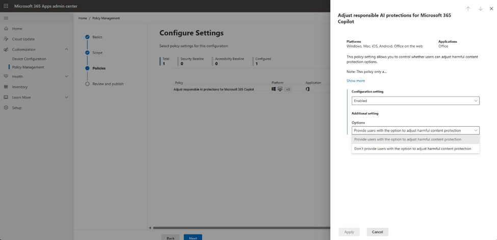 Microsoft 365 管理センターのレポートとコントロールを改良