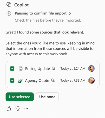 Copilot in Excel における Work IQ のコンテキスト活用とローカルのワークブック編集