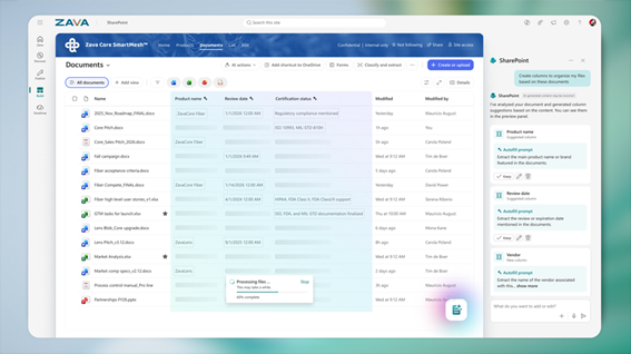 AI in SharePoint はメタデータを自動で抽出して適用し、コンテンツの変化に応じてライブラリを最適化します。