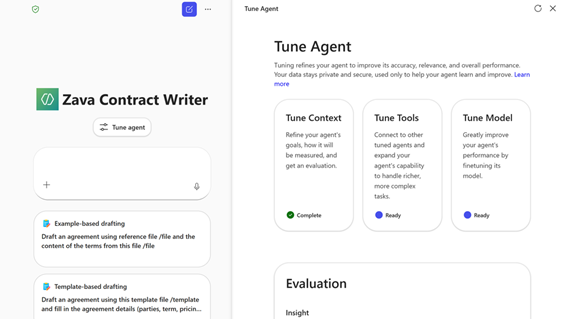 エージェント ビルダーの Copilot Tuning テンプレート