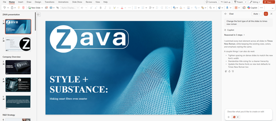 Copilot in PowerPoint における書式の標準化