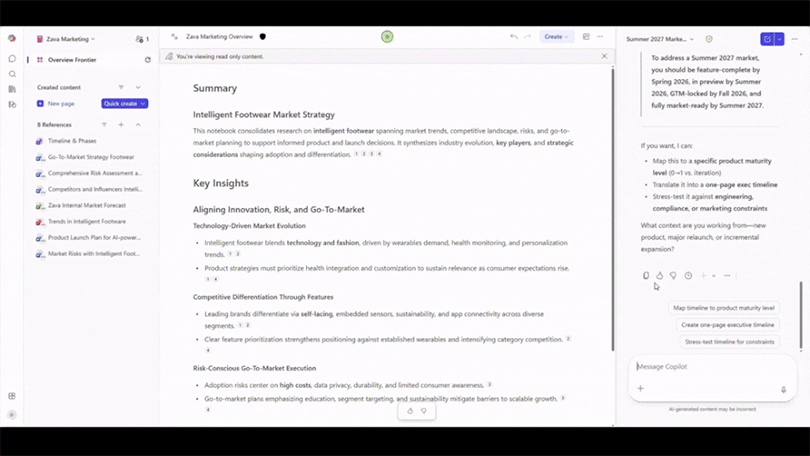 Copilot ノートブックでは、チャットを通じた Copilot Pages のページ作成および編集が可能になりました。