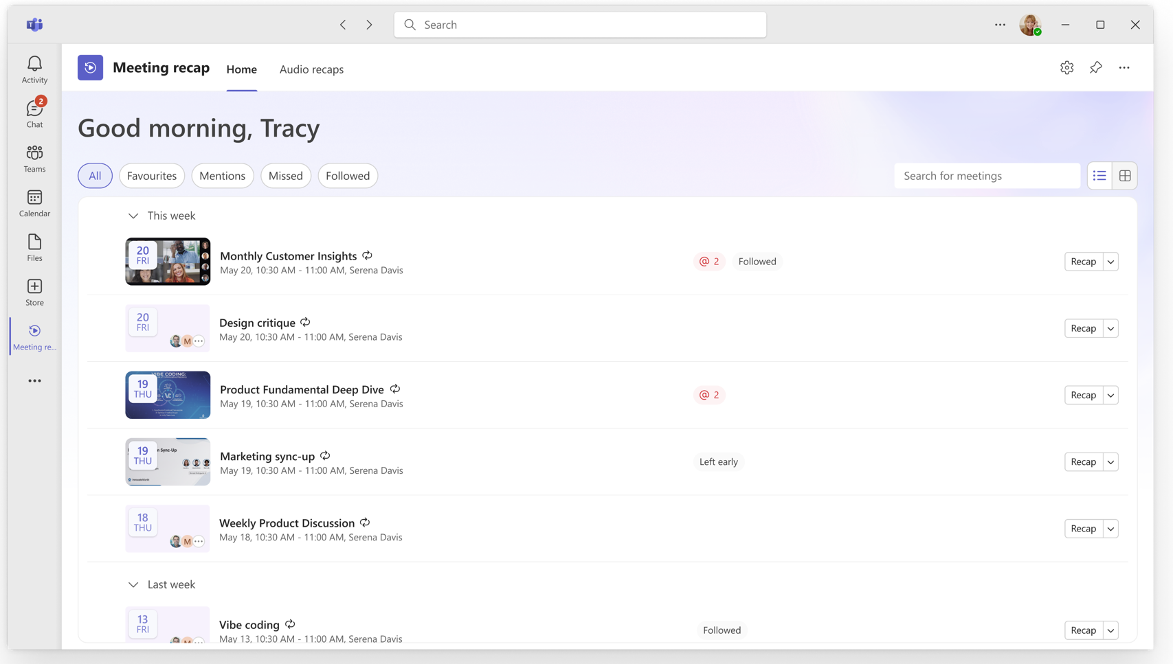 Teams - Meetings Recaps app
