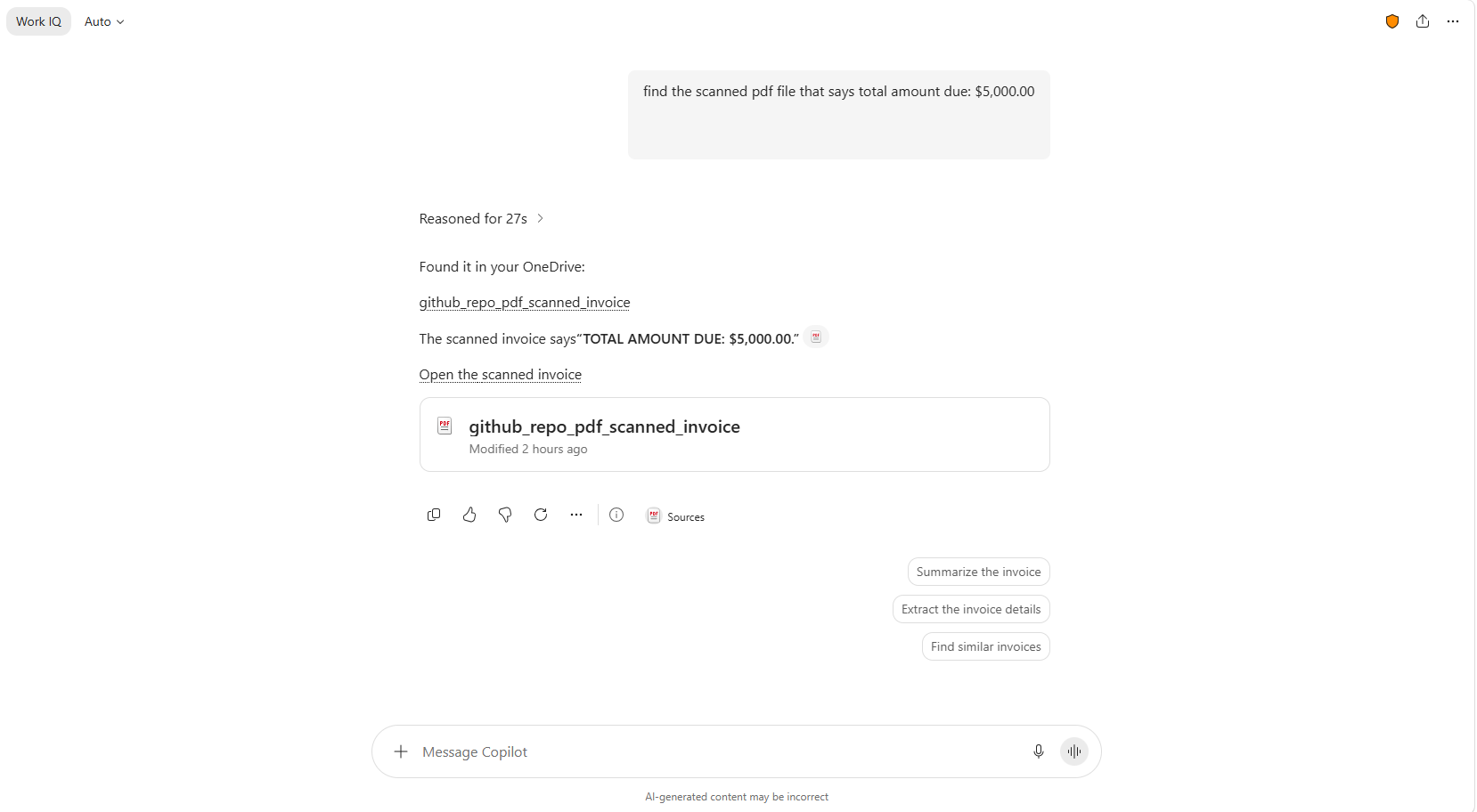 Copilot Chat では、スキャンされた PDF からの検索結果の照合精度が向上しました。