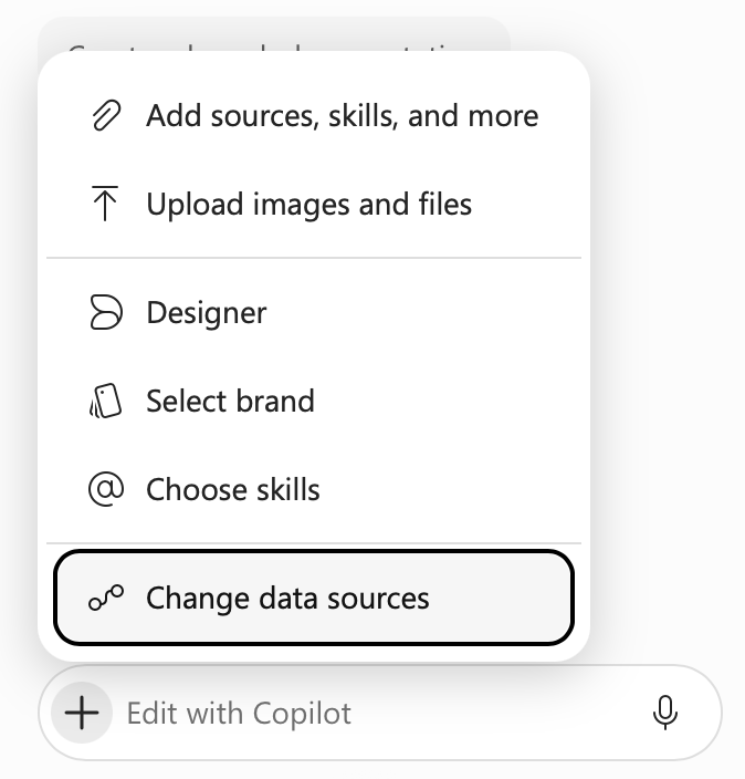 Copilot for PowerPoint のコネクタを使用すると、ユーザーは普段使用しているアプリや情報源からプレゼンテーションに情報を取り込むことができます。