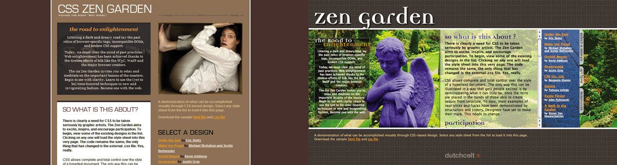 Screen capture showing Egor Kloos’ “Gemination” in IE6 (left) and IE7 (right).