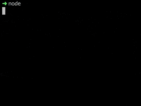 Animation showing @std-esm being used in the Node REPL in a command prompt