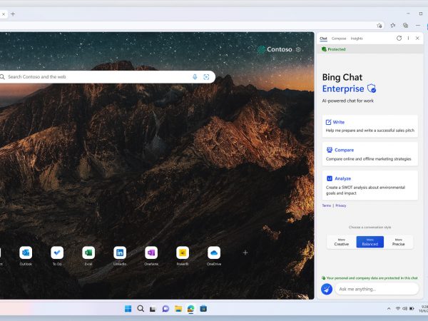 Screenshot of Bing Chat Enterprise in Microsoft Edge