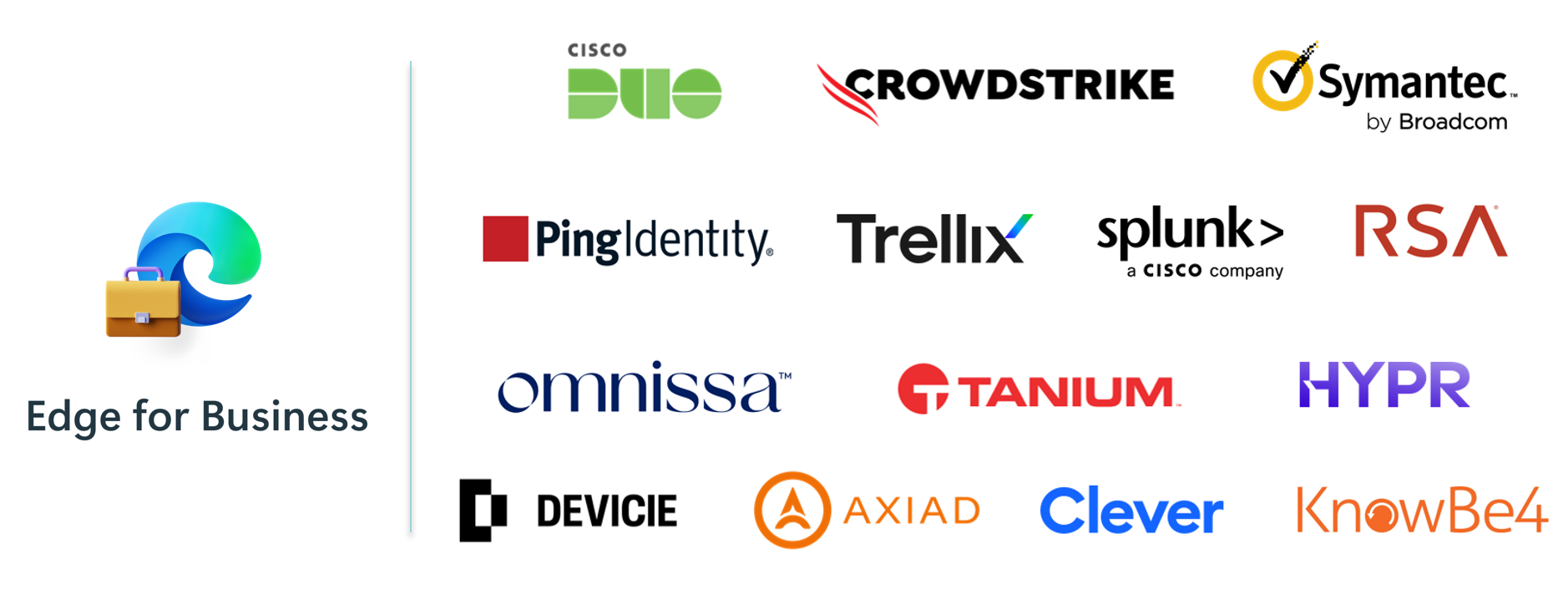 Edge for Business logo next to a collection of 14 logos