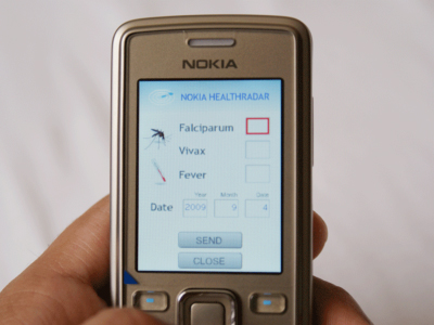Nokia-Health-radar-1 HealthRadar disease reporting tool: Simple UI is used for input, the application sends the information to the server using SMS channel
