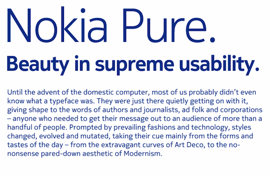 Nokia Pure type sample