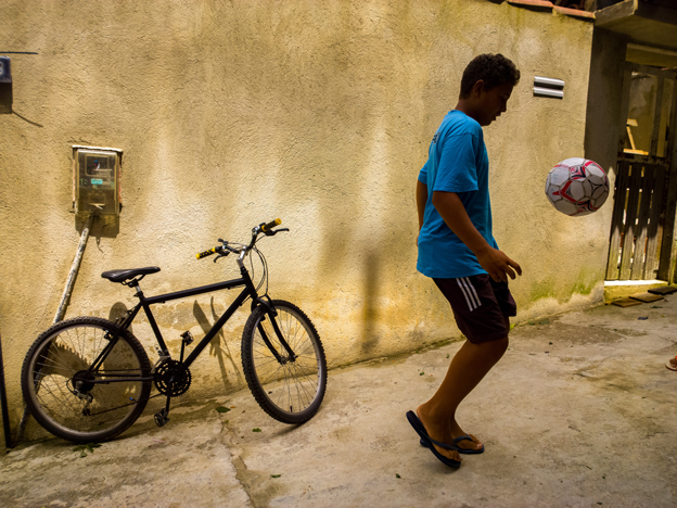 A local boy playing soccer in Vidigal Favela neighborhood in Rio. Shot with a Lumia 1020.
