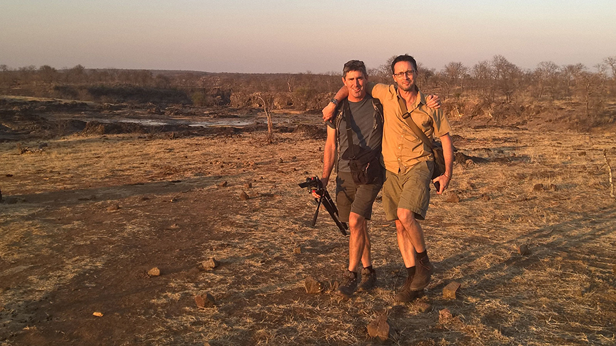 John Burcham and Stephen Alvarez in Africa on their fourth Seven Natural Wonders of the World assignment. 